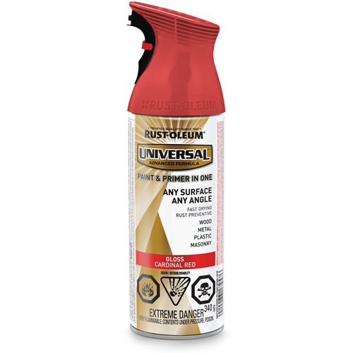 Universal&reg; Enamel Paint & Primer In One, Cardinal Red, Gloss, Aerosol Can Helyx Safety & Industrial Supplies