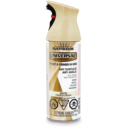Peinture-&eacute;mail et couche de fond Universal, Blanc cr&egrave;me française, Mat, Canette a&eacute;rosol Helyx Safety & Industrial Supplies