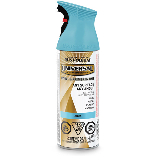 Peinture-&eacute;mail et couche de fond Universal, Bleu aqua, Satin, Canette a&eacute;rosol Helyx Safety & Industrial Supplies