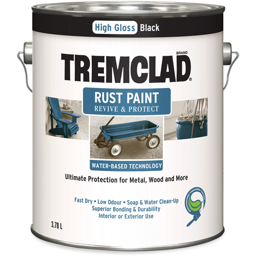 Peinture antirouille &agrave; base d'eau Tremclad, 3,78 L, Gallon, Noir Helyx Safety & Industrial Supplies