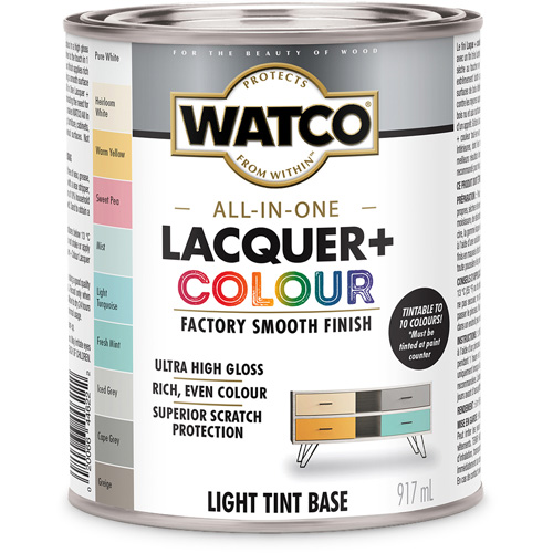 Composant de base clair pour finition laqu&eacute;e + couleur tout-en-un Watco, 946 ml, Base &agrave; ton clair, Tr&egrave;s brillant Helyx Safety & Industrial Supplies