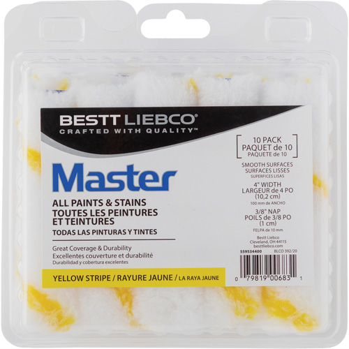 Master Yellow Stripe Mini Roller, 10 mm (3/8") Nap, 101.6 mm (4") L Helyx Safety & Industrial Supplies
