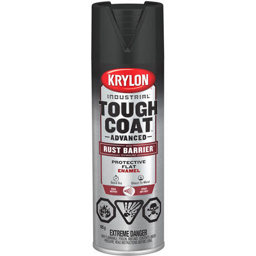 Tough Coat&reg; Advanced Paint with Rust Barrier Technology, Black, Flat, 425 g, Aerosol Can Helyx Safety & Industrial Supplies