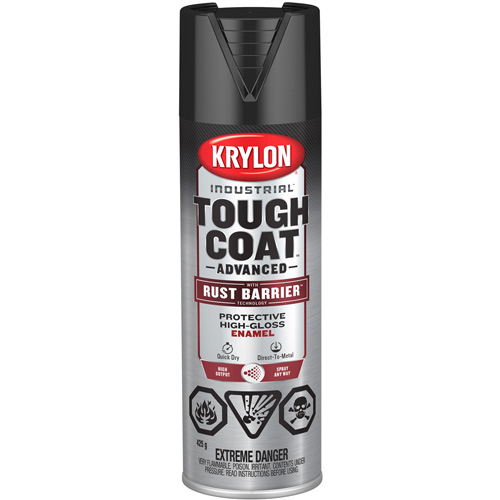 Tough Coat&reg; Advanced Paint with Rust Barrier Technology, Black, High-Gloss, 425 g, Aerosol Can Helyx Safety & Industrial Supplies