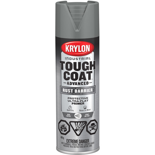 Tough Coat&reg; Advanced Paint with Rust Barrier Technology, Grey Primer, Ultra-Flat, 425 g, Aerosol Can Helyx Safety & Industrial Supplies