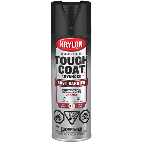 Tough Coat&reg; Advanced Paint with Rust Barrier Technology, Black, Semi-Gloss, 425 g, Aerosol Can Helyx Safety & Industrial Supplies