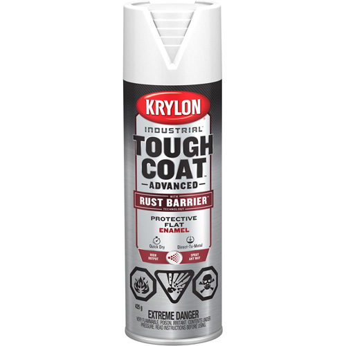 Tough Coat&reg; Advanced Paint with Rust Barrier Technology, White, Flat, 425 g, Aerosol Can Helyx Safety & Industrial Supplies