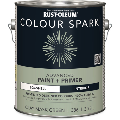Colour Spark Interior Pre-Tinted Paint + Primer Wall Paint, Clay Mask Green, Eggshell, 3.78 L, Gallon Helyx Safety & Industrial Supplies