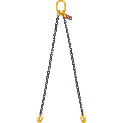 Chain Slings, 80 Chain, Double Legs, Oblong & Slip Hooks, 1/2" x 5' Helyx Safety & Industrial Supplies