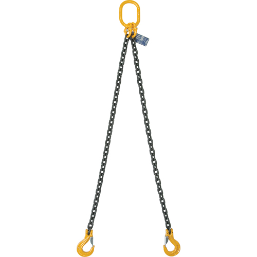 &eacute;lingues en chaîne, chaîne 80, Double branches, crochets Oblong et grappin, 5/8" x 8' Helyx Safety & Industrial Supplies