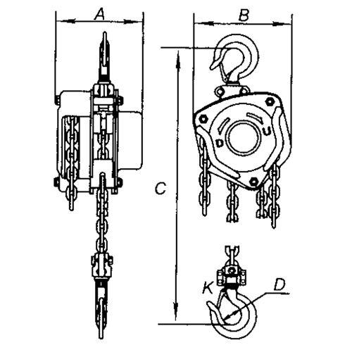 Palan &agrave; chaîne, Lev&eacute;e 10', Capacit&eacute; 1000 lb, Chaîne Acier alli&eacute; Helyx Safety & Industrial Supplies