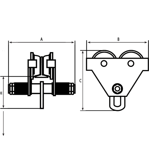 Adjustable Trolleys, 1000 lbs. (0.5 tons) Helyx Safety & Industrial Supplies