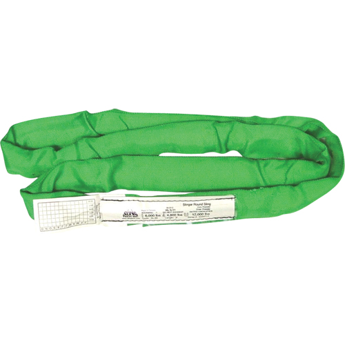 Round Slings, Green, 2" W x 4' L, 6000 lbs. Vertical Load Helyx Safety & Industrial Supplies