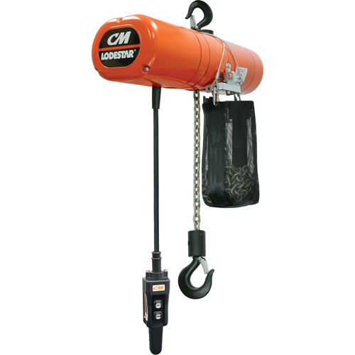 Palans &agrave; chaîne &eacute;lectriques Lodestar, Lev&eacute;e 10', Capacit&eacute; 1000 lb (0,5 tonne), 16 pi/min Helyx Safety & Industrial Supplies
