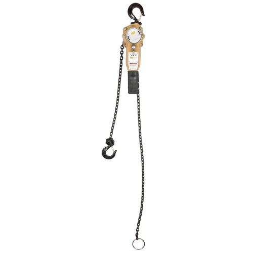 Palan &agrave; levier pour charges lourdes de s&eacute;rie Gold, Lev&eacute;e 5', Cabacit&eacute; 1000 lb (0,5 tonne), Chaîne en Acier alli&eacute; Helyx Safety & Industrial Supplies