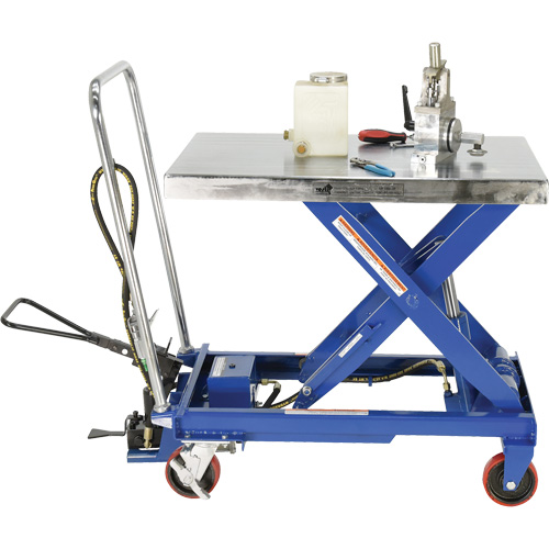 Table &eacute;l&eacute;vatrice &agrave; ciseaux hydraulique pneumatique, Acier, 32-1/2" lo x 19-3/4" la, Cap. 1000 lb Helyx Safety & Industrial Supplies
