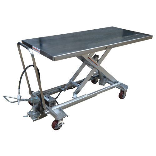 Table &eacute;l&eacute;vatrice &agrave; ciseaux hydraulique pneumatique, Acier inoxydable, 63" lo x 31-1/2" la, Cap. 1000 lb Helyx Safety & Industrial Supplies