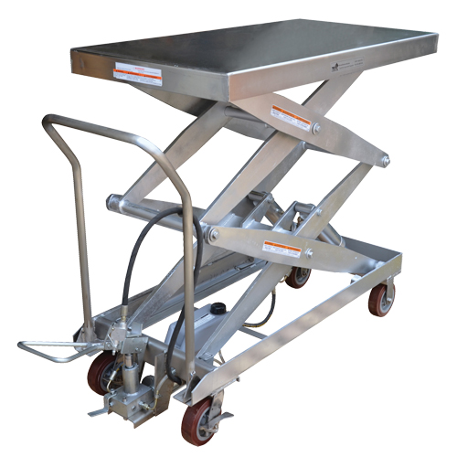 Pneumatic Hydraulic Scissor Lift Table, Stainless Steel, 47-1/4" L x 24" W, 1500 lbs. Cap. Helyx Safety & Industrial Supplies