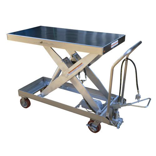 Pneumatic Hydraulic Scissor Lift Table, Stainless Steel, 47-1/2" L x 24" W, 2000 lbs. Cap. Helyx Safety & Industrial Supplies