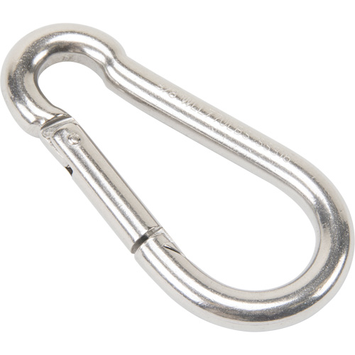 Mousqueton en acier inoxydable, 770 lb (0,385 tonne) Charge d'utilisation max., 3/8" Taille, 5/8" Oeil Helyx Safety & Industrial Supplies