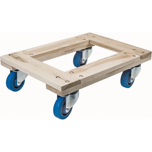 Wood Dollies - Heavy-Duty, Rubber Wheels, 1400 lbs. Capacity, 18" W x 24" D x 7" H Helyx Safety & Industrial Supplies