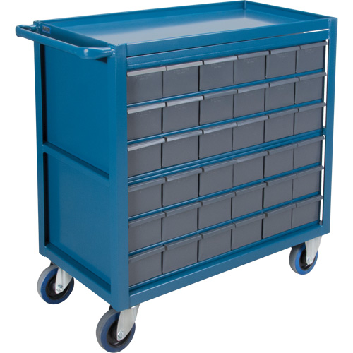Chariot &agrave; tablette avec tiroir, 1200 lb Capacit&eacute;, Acier, 18" x la, 35" x ha, 36" p, Roues en Caoutchouc, Enti&egrave;rement soud&eacute;, 36 tirroirs Helyx Safety & Industrial Supplies