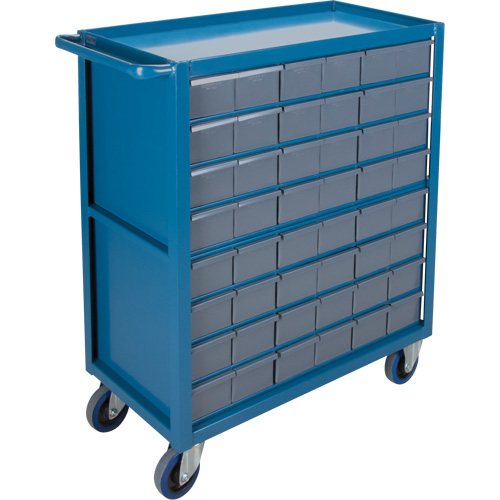 Chariot &agrave; tablette avec tiroir, 1200 lb Capacit&eacute;, Acier, 18" x la, 35" x ha, 36" p, Roues en Caoutchouc, Enti&egrave;rement soud&eacute;, 48 tirroirs Helyx Safety & Industrial Supplies