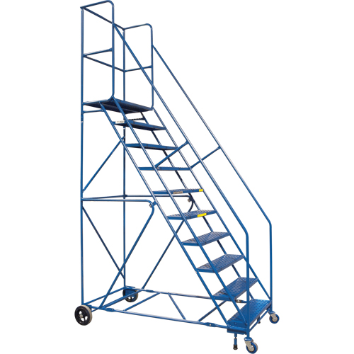 CSA-Certified Rolling Step Ladder with Locking Step, 10 Steps, 30" Step Width, 89" Platform Height, Steel Helyx Safety & Industrial Supplies