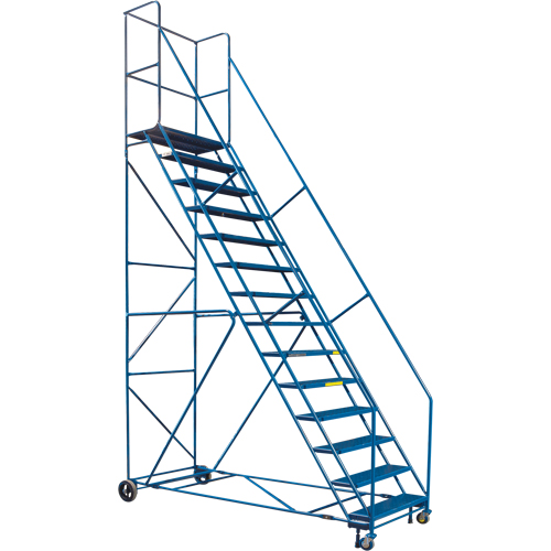 CSA-Certified Rolling Step Ladder with Locking Step, 14 Steps, 30" Step Width, 128" Platform Height, Steel Helyx Safety & Industrial Supplies