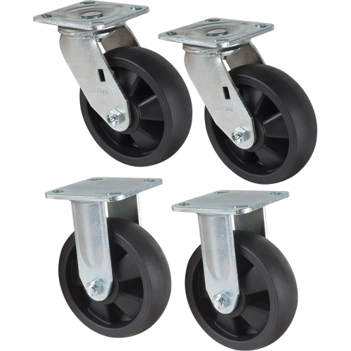 Jeu de roulettes, Fixe/Pivotant, 6" (152,4 mm), Nylon, 2400 lb (1089 kg) Helyx Safety & Industrial Supplies