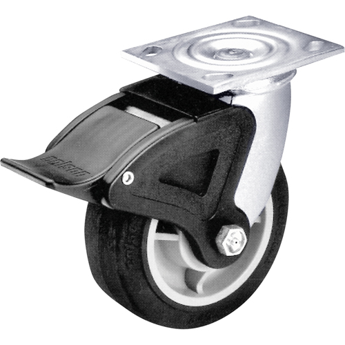 Roulette &agrave; freinage complet, Pivotant avec frein, 6" (152,4 mm), Caoutchouc, 600 lb (272 kg) Helyx Safety & Industrial Supplies