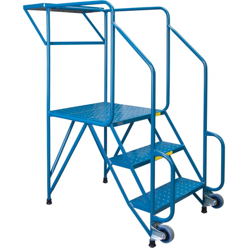 Mechanics/Maintenance Rolling Ladder, Steel, 3 Steps, 28" Platform Height Helyx Safety & Industrial Supplies