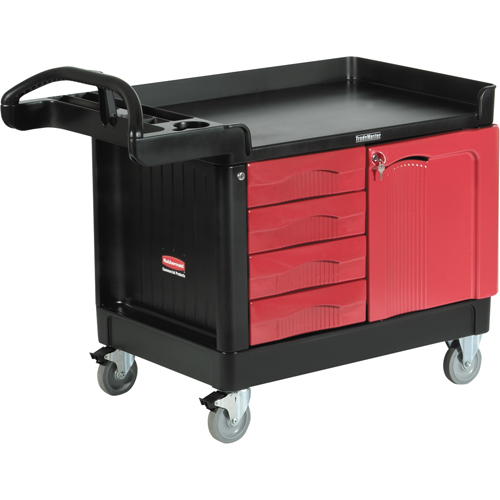 Trademaster Mobile Cabinets & Work Centres, 4 Drawers, 49" L x 26-1/4" W x 38" H, Black Helyx Safety & Industrial Supplies