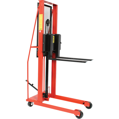 Hydraulic Fork Lift Stacker, Foot Pump Operated, 1000 lbs. Capacity, 76" Max Lift Helyx Safety & Industrial Supplies
