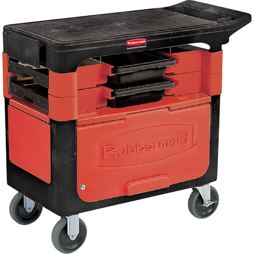 Trades Carts With Lockable Cabinet, 2 Drawers, 38" L x 19-1/4" W x 33-3/8" H, Black Helyx Safety & Industrial Supplies