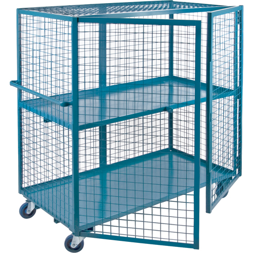 Chariot en treillis m&eacute;tallique, 2 niveaux, 63" lo x 32" la x 62,5" h, Cap. 1200 lb Helyx Safety & Industrial Supplies