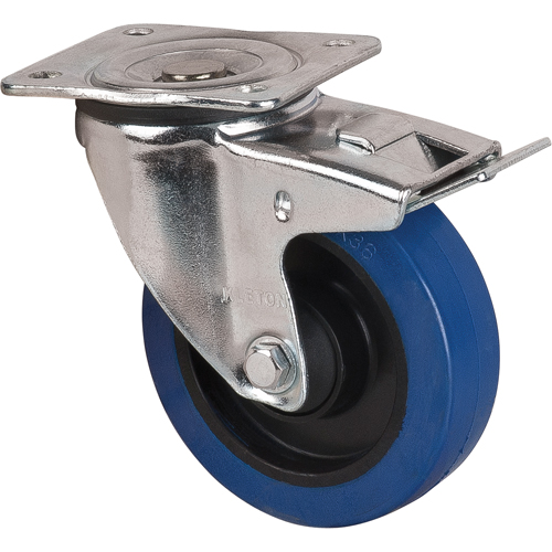 Roulette bleue, Pivotant avec frein, 5" (127 mm), Caoutchouc, 400 lb (181 kg) Helyx Safety & Industrial Supplies