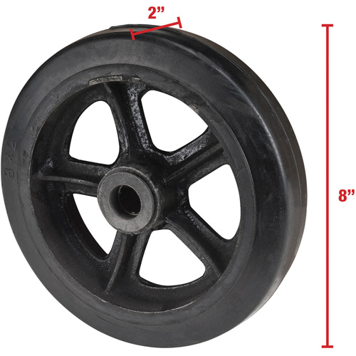 Mold-On Rubber Wheel, 8" (203 mm) Dia. x 2" (51 mm) W, 400 lbs. (181 kg.) Capacity Helyx Safety & Industrial Supplies
