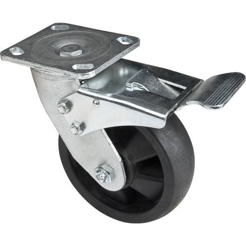 Hi-Temp Caster, Swivel with Brake, 6" (152.4 mm), Nylon, 880 lbs. (399 kg.) Helyx Safety & Industrial Supplies