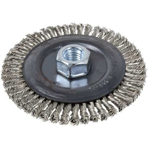 Brosse pour cordon de soudure, Dia. 5", Fils 0,022", Arbre 5/8"-11, Acier inoxydable Helyx Safety & Industrial Supplies