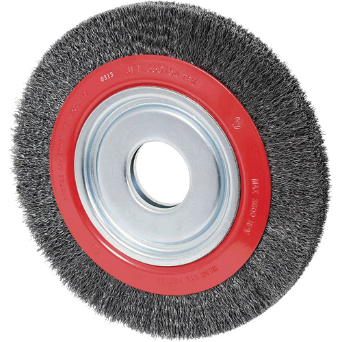 Crimped Wire Wheel, 6" Dia., 0.02" Fill, 1/2"/2"/5/8" Arbor Helyx Safety & Industrial Supplies