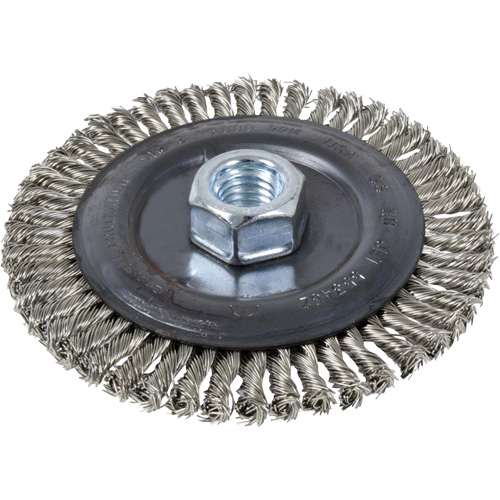Brosse pour cordon de soudure, Dia. 4", Fils 0,022", Arbre 5/8"-11, Acier inoxydable Helyx Safety & Industrial Supplies