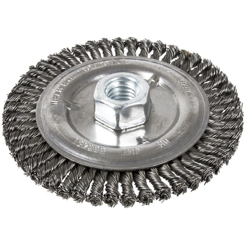 Brosse pour cordon de soudure, Dia. 5", Fils 0,022", Arbre 5/8"-11, Acier Helyx Safety & Industrial Supplies