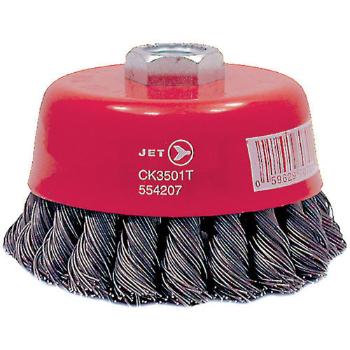 CK3501T High Performance Knot Twisted Cup Brush, 3-1/2" Dia., 0.02" Fill, 5/8"-11 Arbor, Steel Helyx Safety & Industrial Supplies