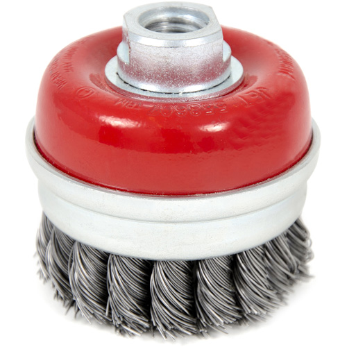 Brosse boisseau &agrave; fils li&eacute;s et nou&eacute;s &agrave; haute performance, 3" dia. x 5/8"-11 arbre Helyx Safety & Industrial Supplies