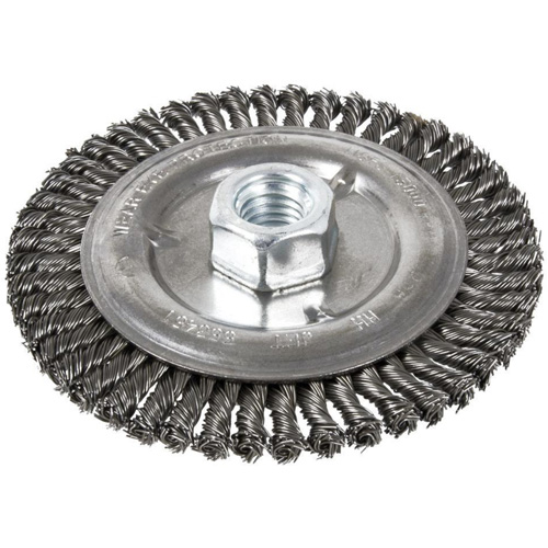 Brosse pour cordon de soudure, Dia. 6", Fils 0,022", Arbre 5/8"-11, Acier Helyx Safety & Industrial Supplies