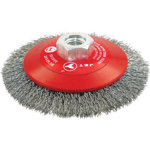 Brosse conique biseaut&eacute;e &agrave; fils sertis, haute performance, Dia. 4-1/2", Fils 0,014", Arbre 5/8"-11, Acier Helyx Safety & Industrial Supplies