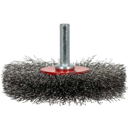 Brosse radiale &agrave; fils cr&ecirc;p&eacute;s mont&eacute; sur mandrin ER300-12, 3", Fils ,012" Helyx Safety & Industrial Supplies