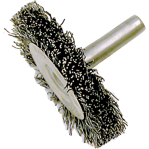 Brosse radiale &agrave; fils cr&ecirc;p&eacute;s mont&eacute; sur mandrin ER200-12, 2", Fils ,012" Helyx Safety & Industrial Supplies
