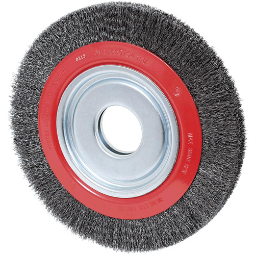 Crimped Wire Wheel, 8" Dia., 0.014" Fill, 1/2"/2"/5/8" Arbor Helyx Safety & Industrial Supplies